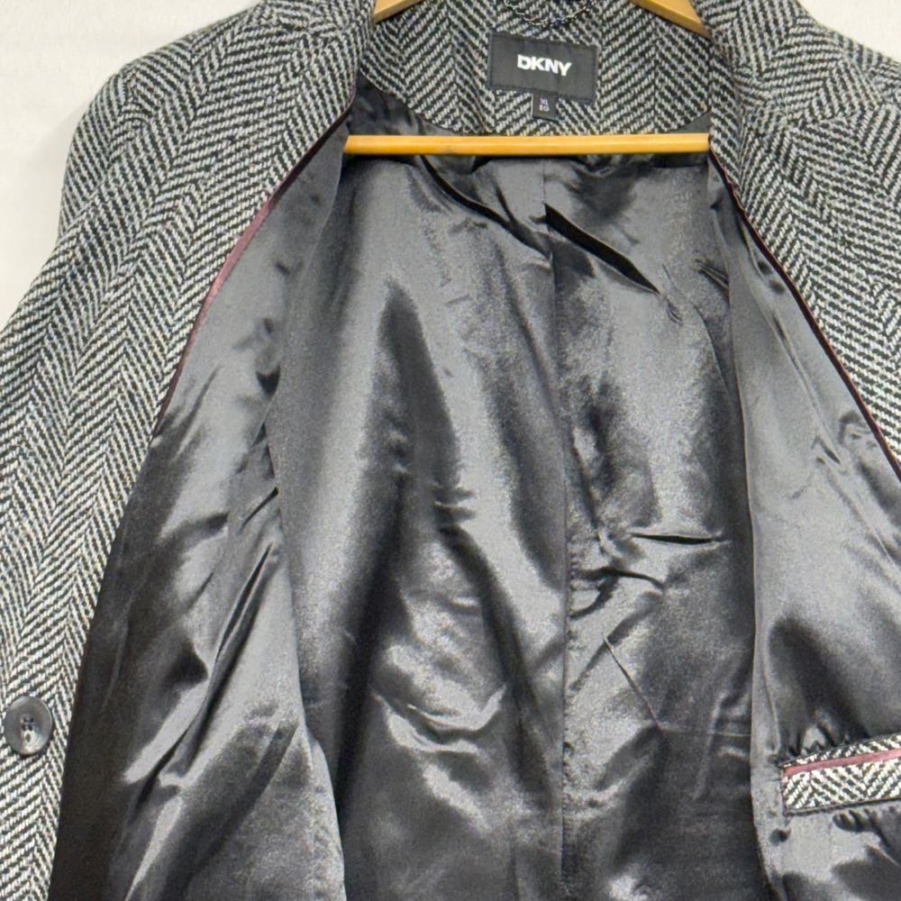 DKNY Women's‎ Herringbone Double Breasted Wool Blend Coat XL - Picture 14 of 16
